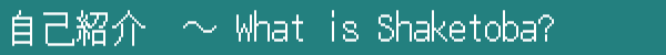 自己紹介　～ What is Shaketoba?